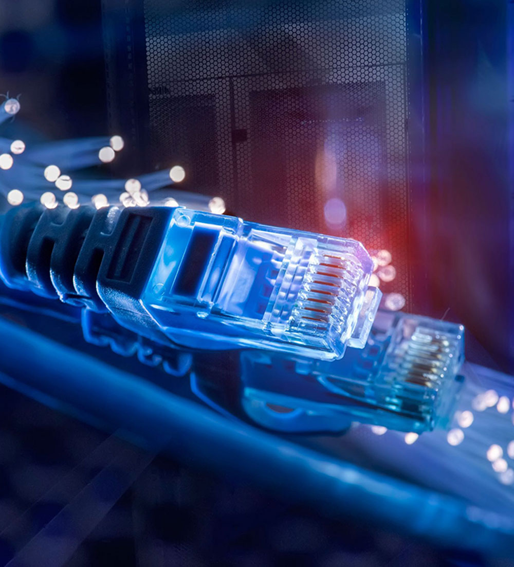 lit up ethernet cable